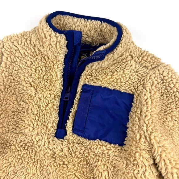 Janie & Jack Baby Sz 6-12 Months Cozy Tan 1/4 Zip Sherpa Pullover Fleece Jacket - Picture 2 of 8